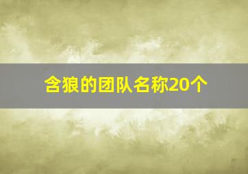 含狼的团队名称20个