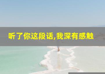 听了你这段话,我深有感触