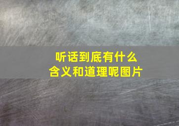 听话到底有什么含义和道理呢图片