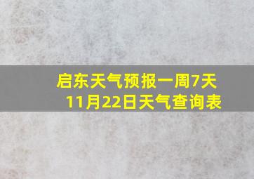 启东天气预报一周7天11月22日天气查询表