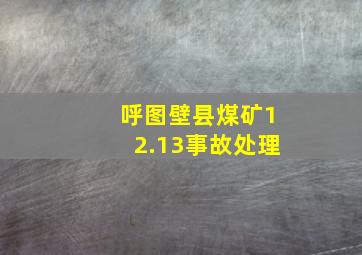 呼图壁县煤矿12.13事故处理