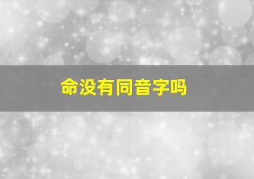 命没有同音字吗