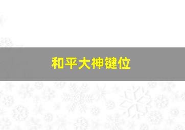 和平大神键位