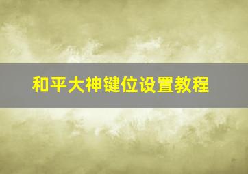 和平大神键位设置教程