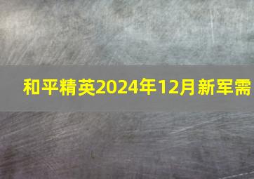 和平精英2024年12月新军需