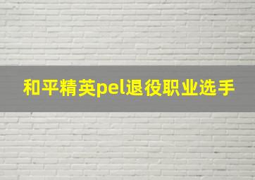 和平精英pel退役职业选手