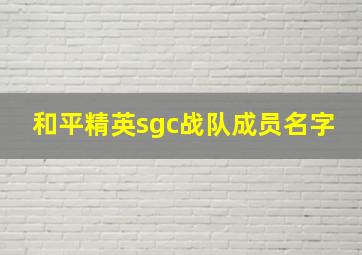 和平精英sgc战队成员名字