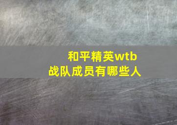 和平精英wtb战队成员有哪些人