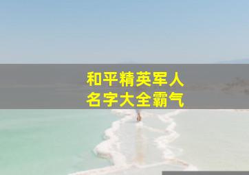 和平精英军人名字大全霸气