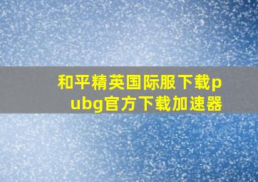 和平精英国际服下载pubg官方下载加速器