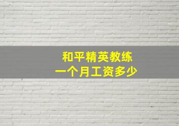 和平精英教练一个月工资多少