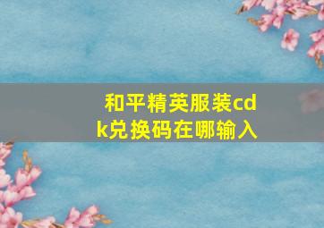 和平精英服装cdk兑换码在哪输入