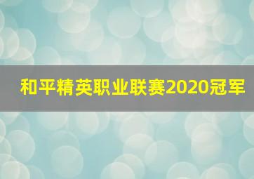 和平精英职业联赛2020冠军