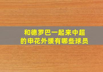 和德罗巴一起来中超的申花外援有哪些球员