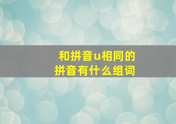 和拼音u相同的拼音有什么组词