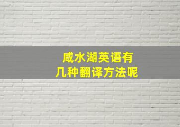 咸水湖英语有几种翻译方法呢