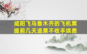 咸阳飞乌鲁木齐的飞机票提前几天退票不收手续费