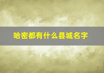 哈密都有什么县城名字