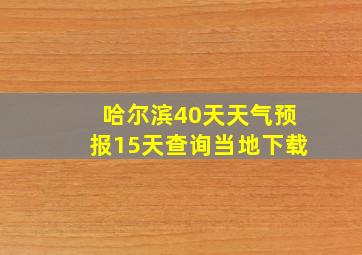 哈尔滨40天天气预报15天查询当地下载