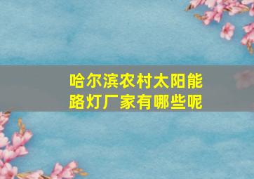 哈尔滨农村太阳能路灯厂家有哪些呢