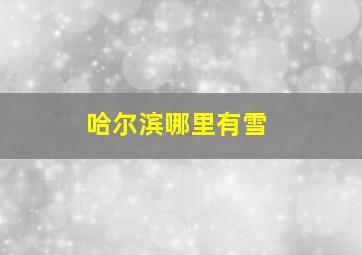 哈尔滨哪里有雪