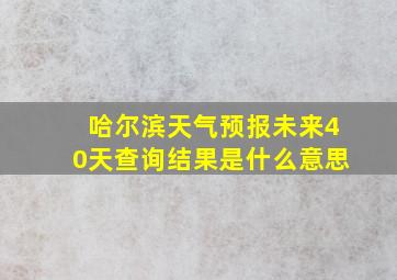 哈尔滨天气预报未来40天查询结果是什么意思