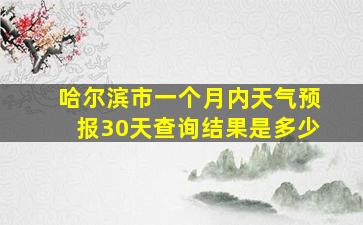 哈尔滨市一个月内天气预报30天查询结果是多少