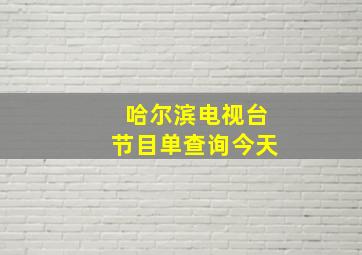 哈尔滨电视台节目单查询今天