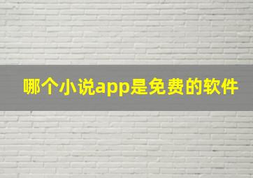 哪个小说app是免费的软件