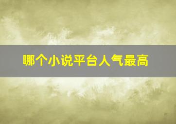 哪个小说平台人气最高