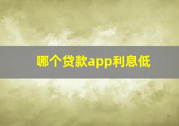 哪个贷款app利息低