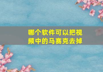 哪个软件可以把视频中的马赛克去掉