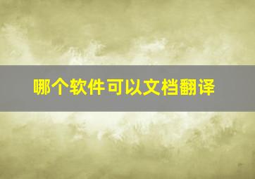 哪个软件可以文档翻译