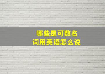 哪些是可数名词用英语怎么说