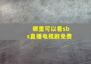 哪里可以看sbs直播电视剧免费