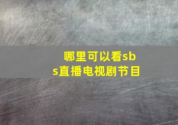 哪里可以看sbs直播电视剧节目