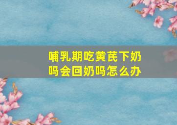 哺乳期吃黄芪下奶吗会回奶吗怎么办