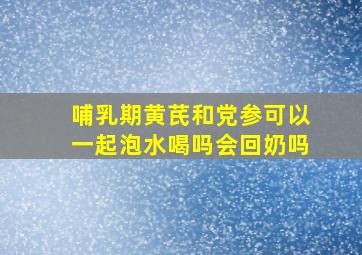 哺乳期黄芪和党参可以一起泡水喝吗会回奶吗