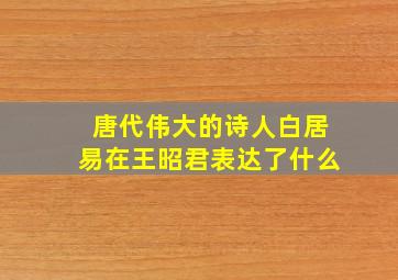 唐代伟大的诗人白居易在王昭君表达了什么