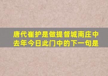 唐代崔护是做提督城南庄中去年今日此门中的下一句是