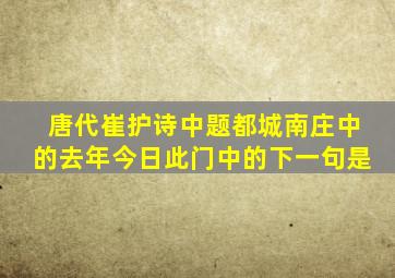 唐代崔护诗中题都城南庄中的去年今日此门中的下一句是