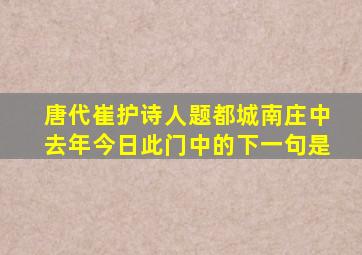 唐代崔护诗人题都城南庄中去年今日此门中的下一句是