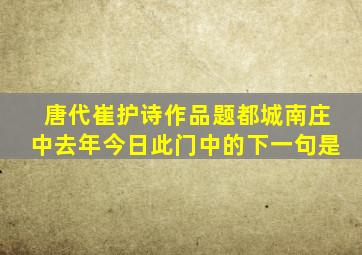 唐代崔护诗作品题都城南庄中去年今日此门中的下一句是