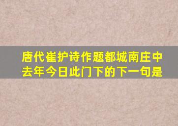 唐代崔护诗作题都城南庄中去年今日此门下的下一句是