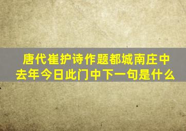 唐代崔护诗作题都城南庄中去年今日此门中下一句是什么