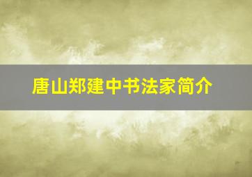 唐山郑建中书法家简介