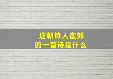 唐朝诗人崔郊的一首诗是什么