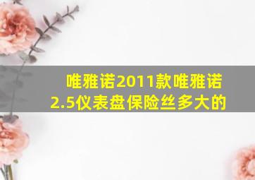 唯雅诺2011款唯雅诺2.5仪表盘保险丝多大的