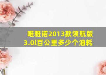 唯雅诺2013款领航版3.0l百公里多少个油耗