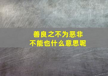 善良之不为恶非不能也什么意思呢